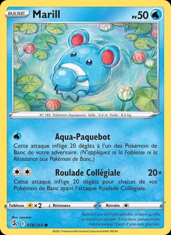 Marill — Poing de Fusion 58 French Pokémon card