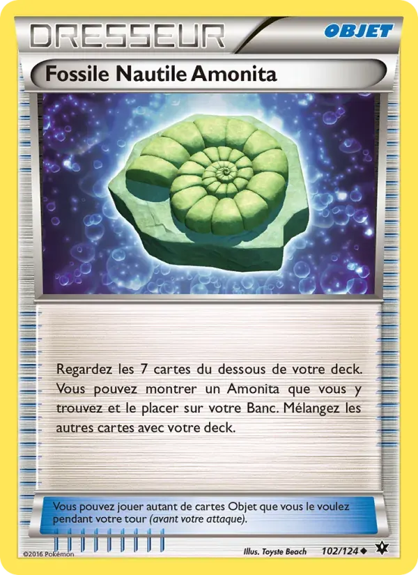 Fossile Nautile Amonita — Impact des Destins 102 French Pokémon card