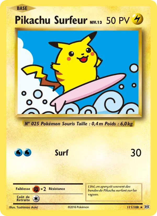 Pikachu Surfeur — Évolutions 111 French Pokémon card