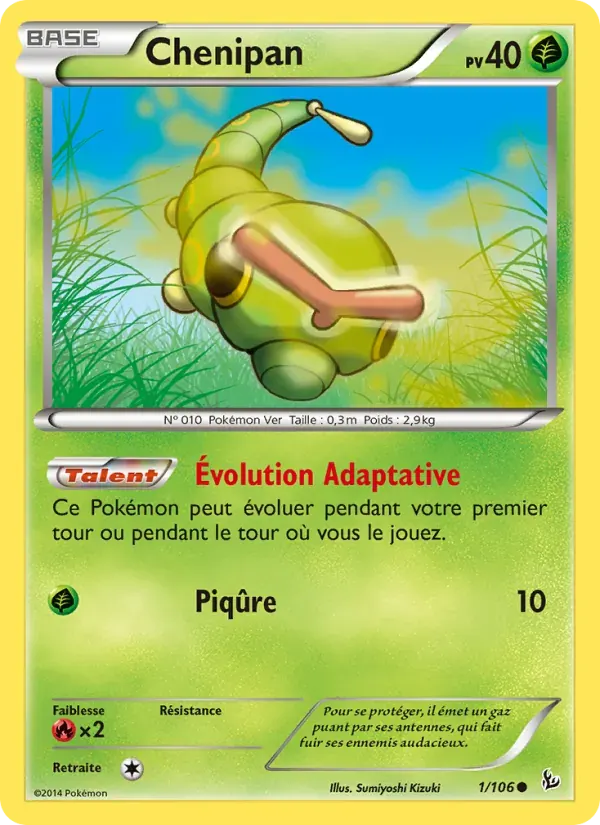 Chenipan — Étincelles 1 French Pokémon card