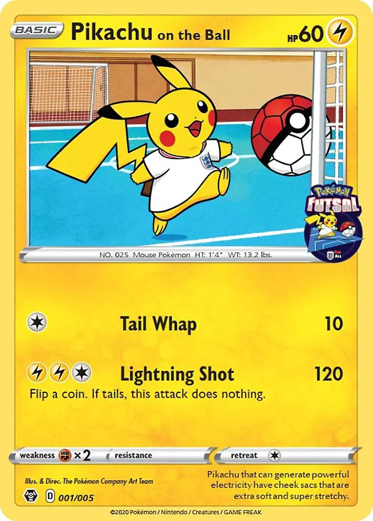 Pikachu on the Ball — Pokémon Futsal Collection 1 Pokémon card