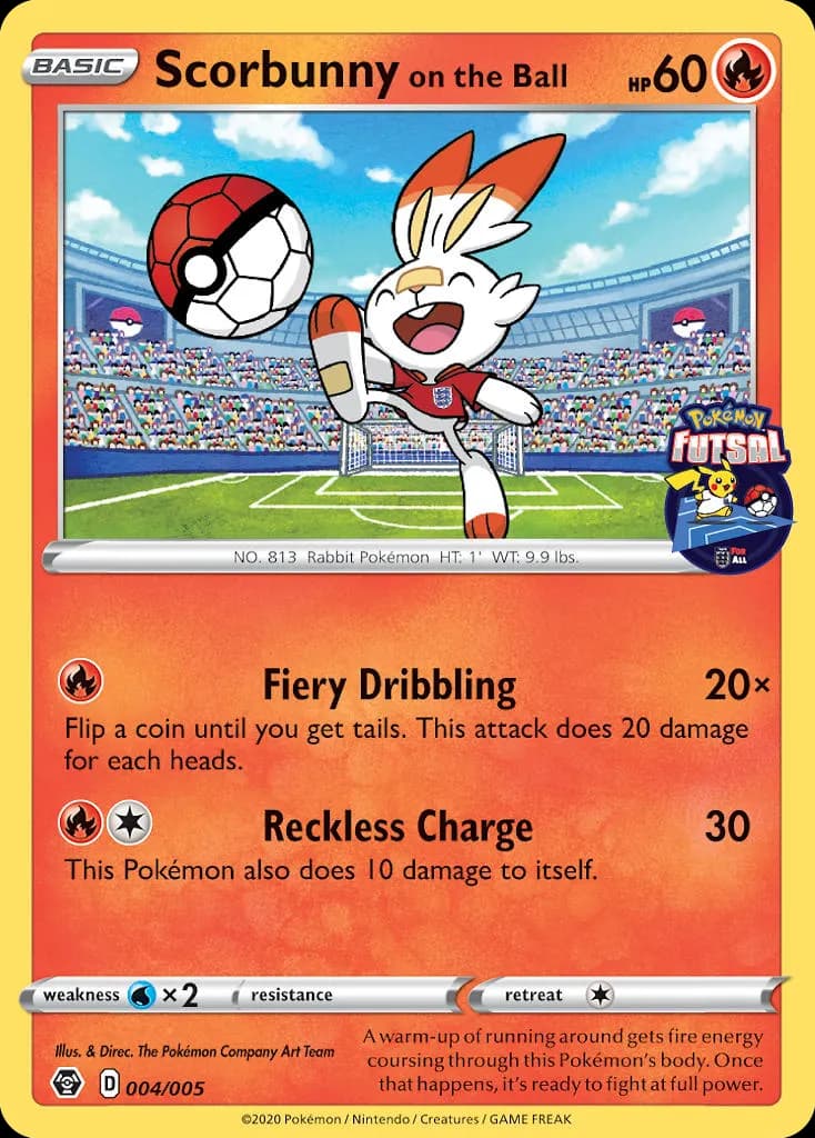 Scorbunny on the Ball — Pokémon Futsal Collection 4 Pokémon card