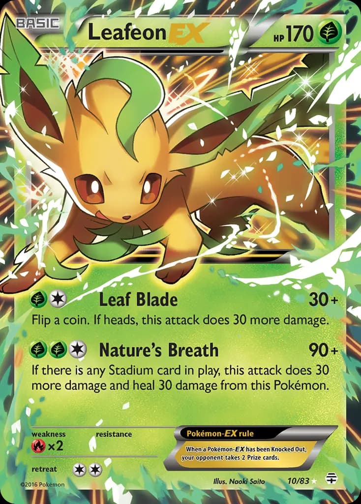 Leafeon-EX — Generations 10 Pokémon card