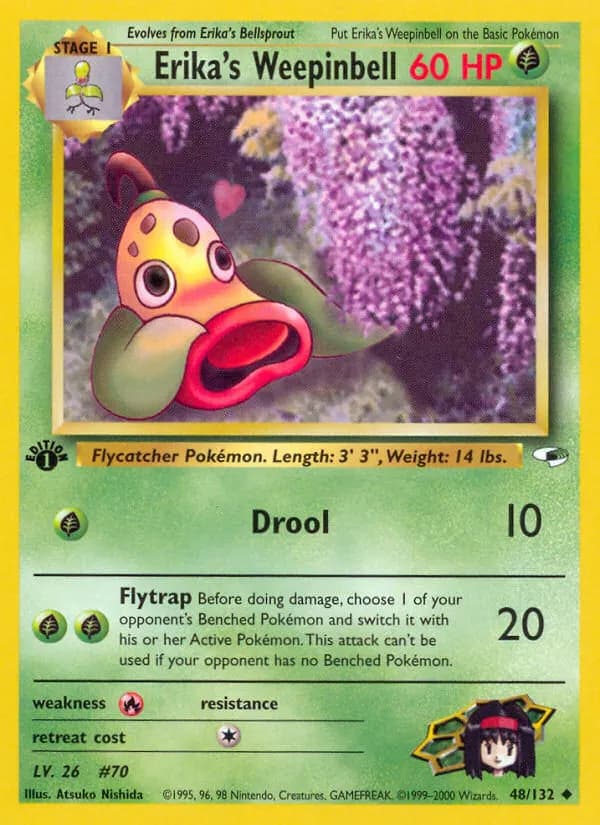Erika's Weepinbell — Gym Heroes 48 Pokémon card