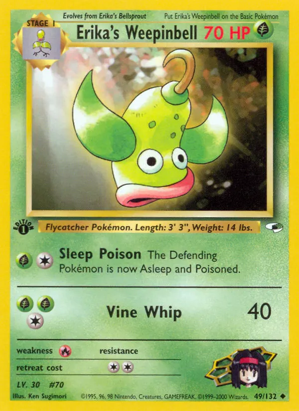 Erika's Weepinbell — Gym Heroes 49 Pokémon card