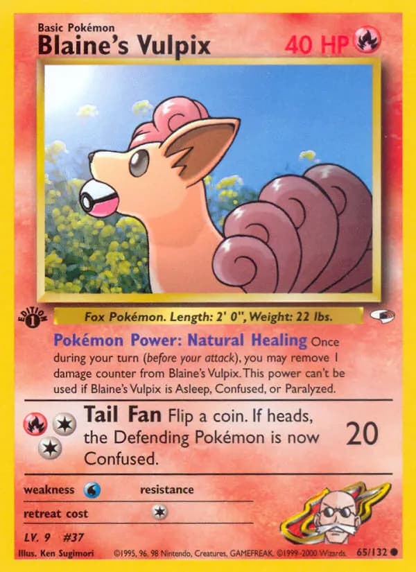 Blaine's Vulpix — Gym Heroes 65 Pokémon card