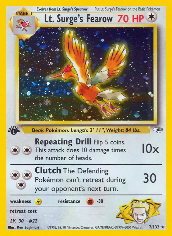 Lt. Surge's Fearow — Gym Heroes 7 Pokémon card