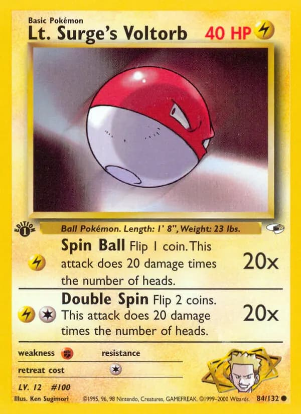 Lt. Surge's Voltorb — Gym Heroes 84 Pokémon card