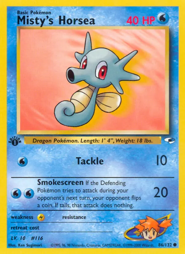 Misty's Horsea — Gym Heroes 86 Pokémon card