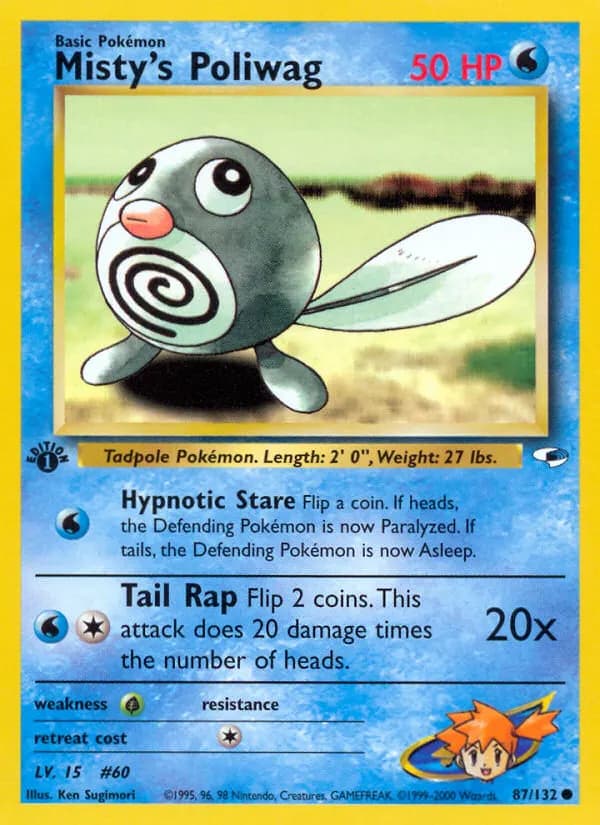 Misty's Poliwag — Gym Heroes 87 Pokémon card