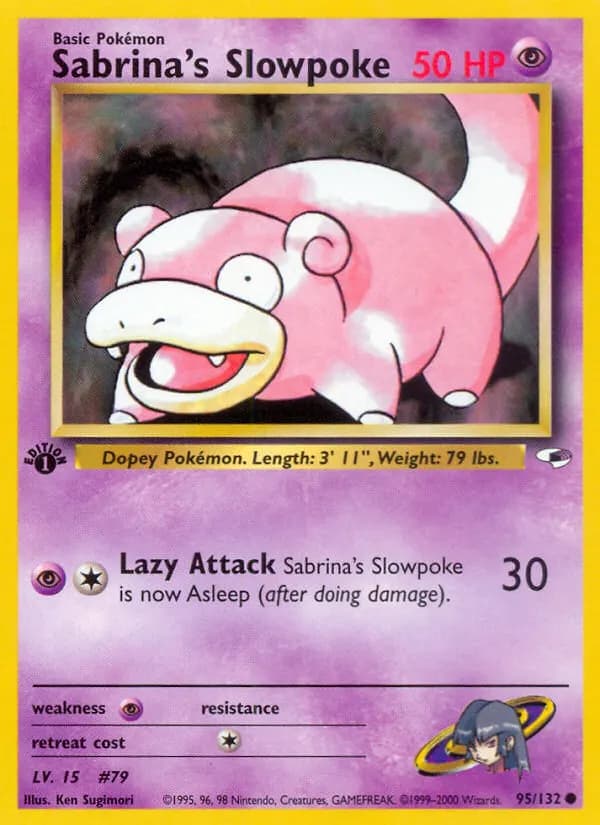 Sabrina's Slowpoke — Gym Heroes 95 Pokémon card