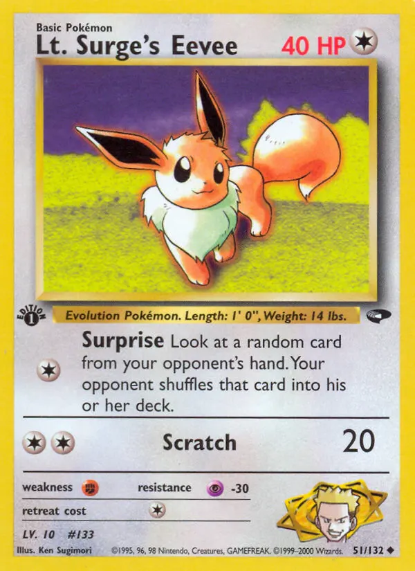 Lt. Surge's Eevee — Gym Challenge 51 Pokémon card