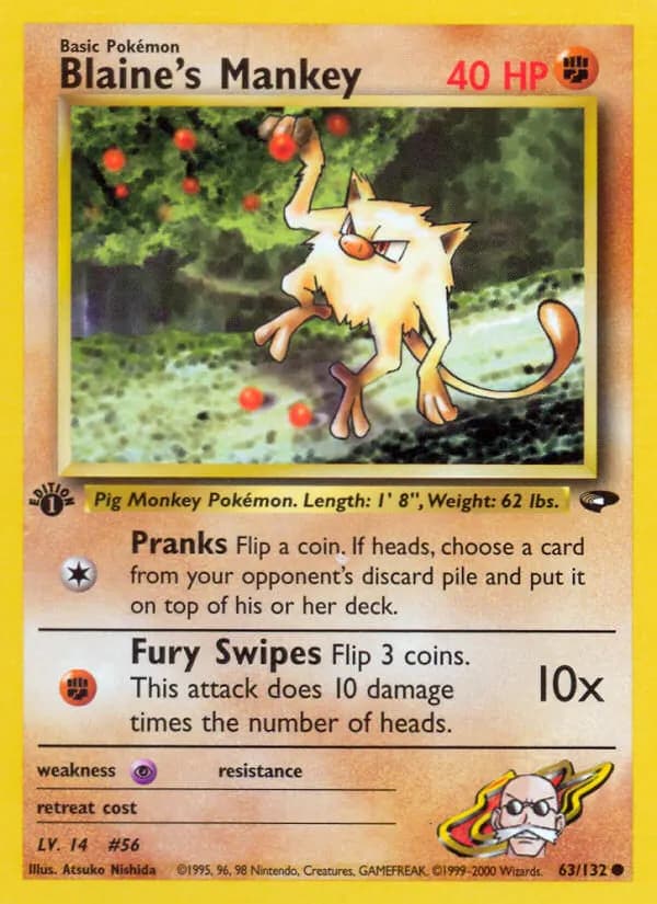 Blaine's Mankey — Gym Challenge 63 Pokémon card