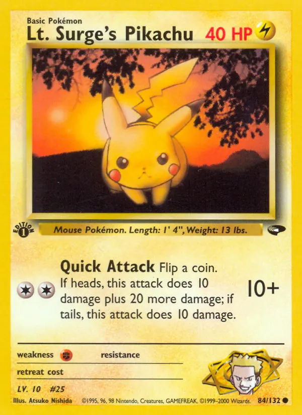 Lt. Surge's Pikachu — Gym Challenge 84 Pokémon card