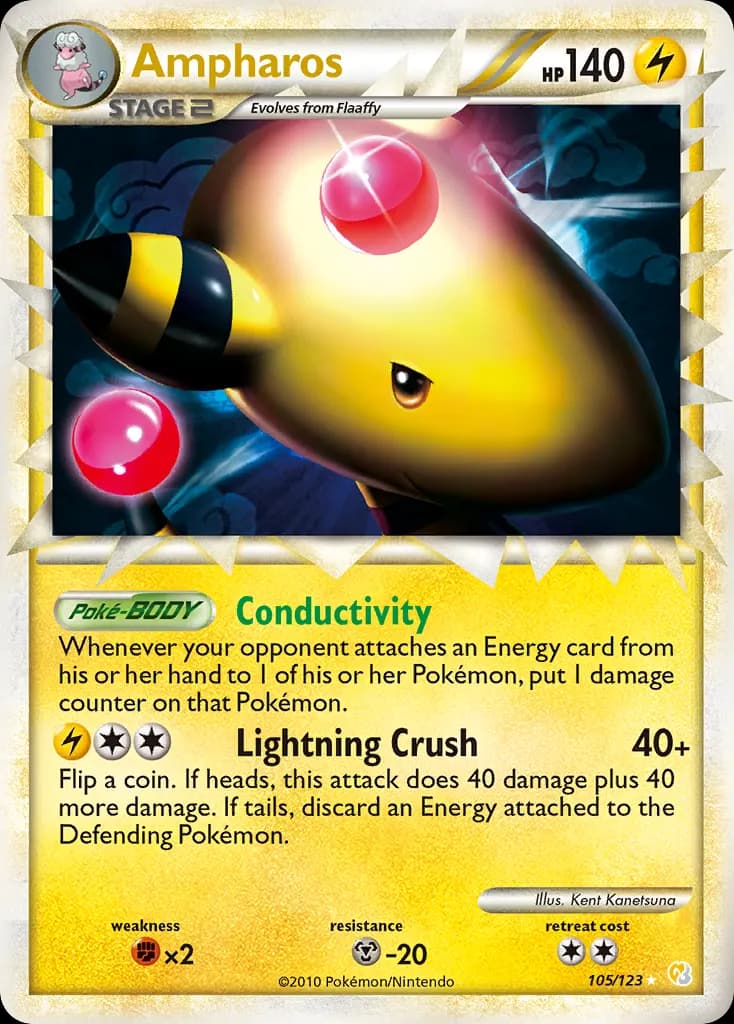 Ampharos — HeartGold & SoulSilver 105 Pokémon card