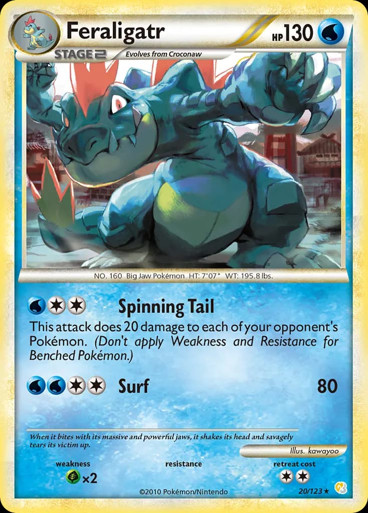 Feraligatr — HeartGold & SoulSilver 20 Pokémon card