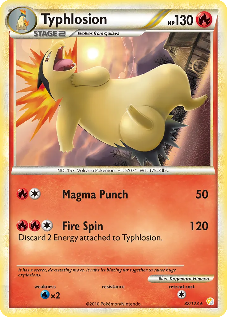 Typhlosion — HeartGold & SoulSilver 32 Pokémon card