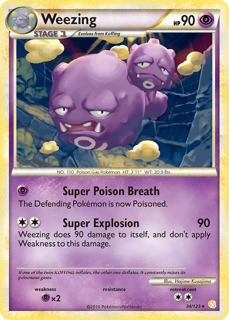 Weezing — HeartGold & SoulSilver 34 Pokémon card