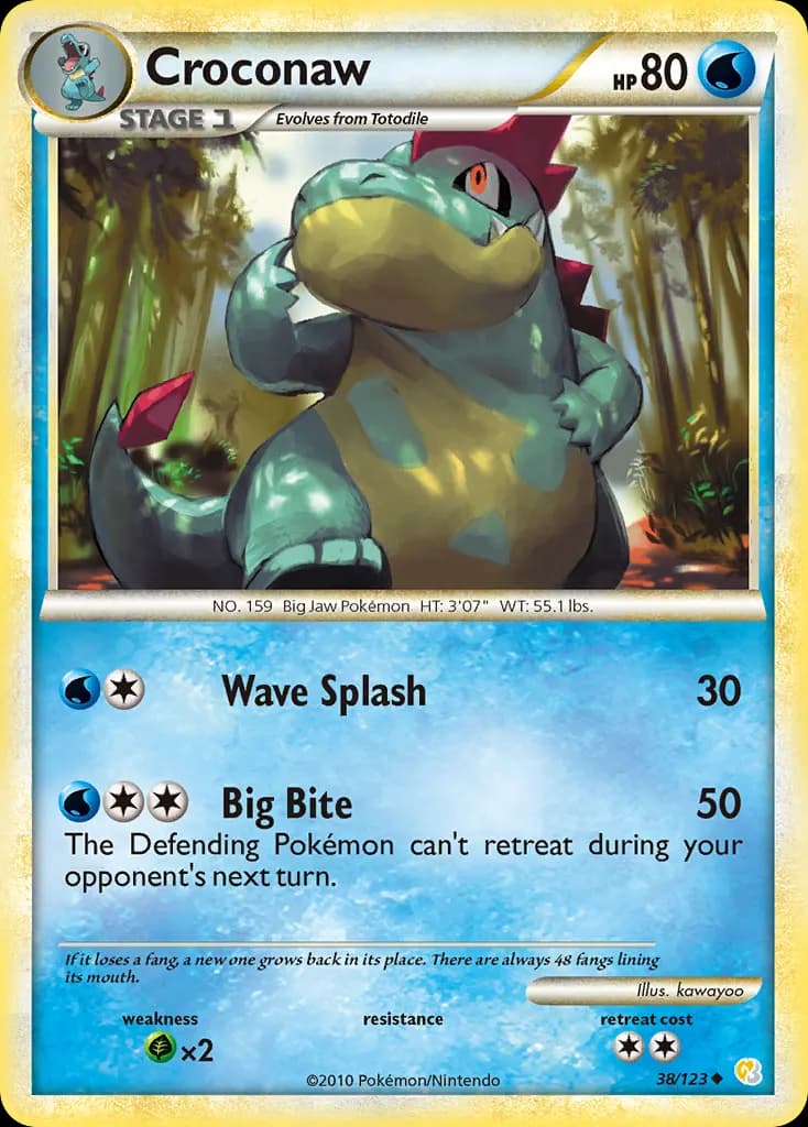 Croconaw — HeartGold & SoulSilver 38 Pokémon card