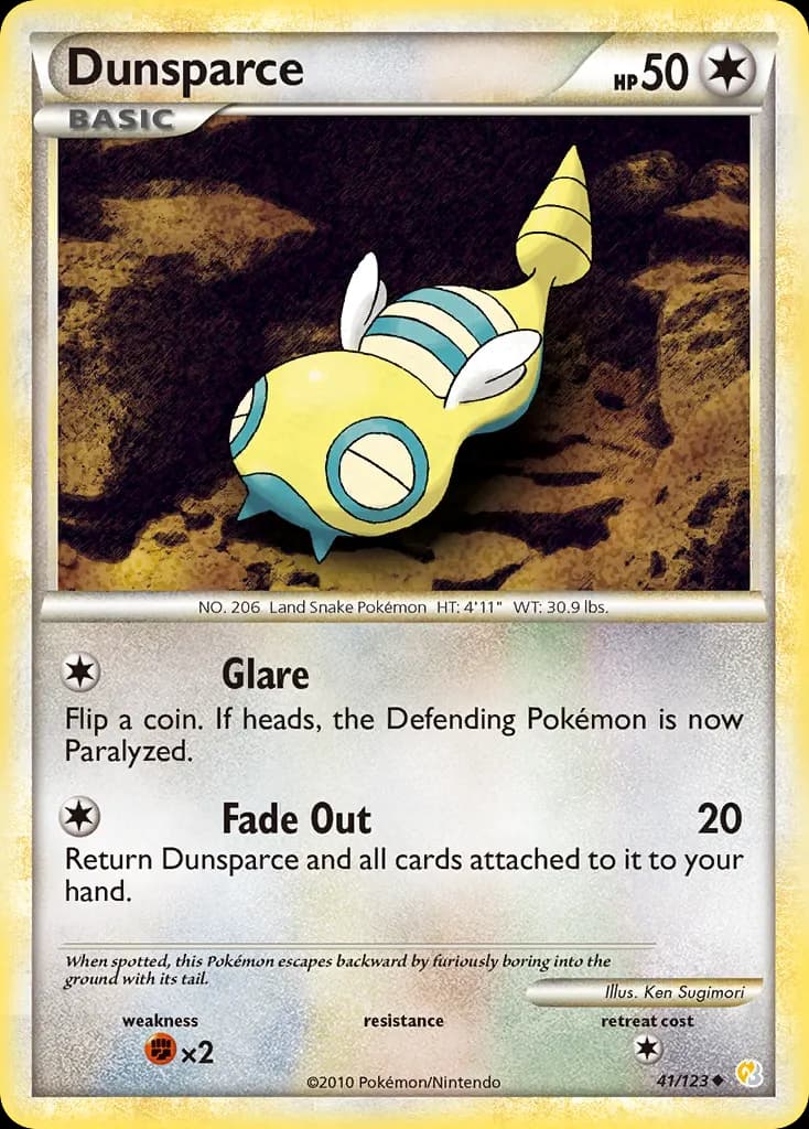 Dunsparce — HeartGold & SoulSilver 41 Pokémon card