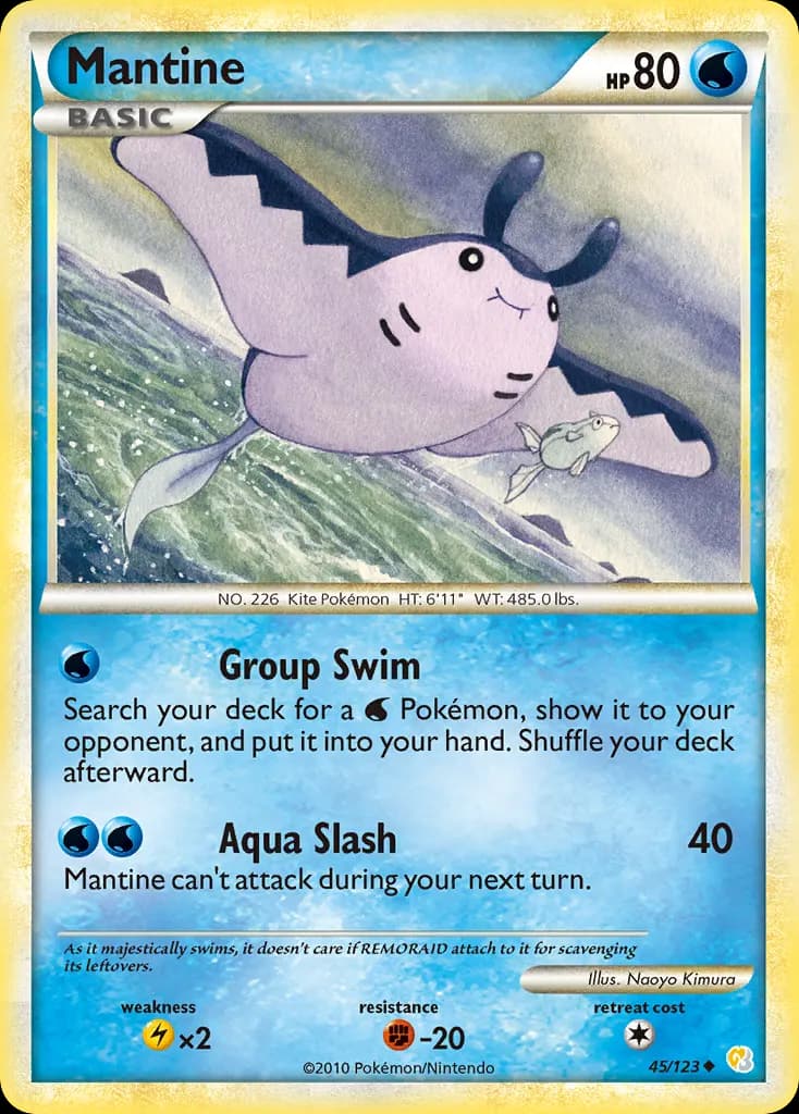 Mantine — HeartGold & SoulSilver 45 Pokémon card