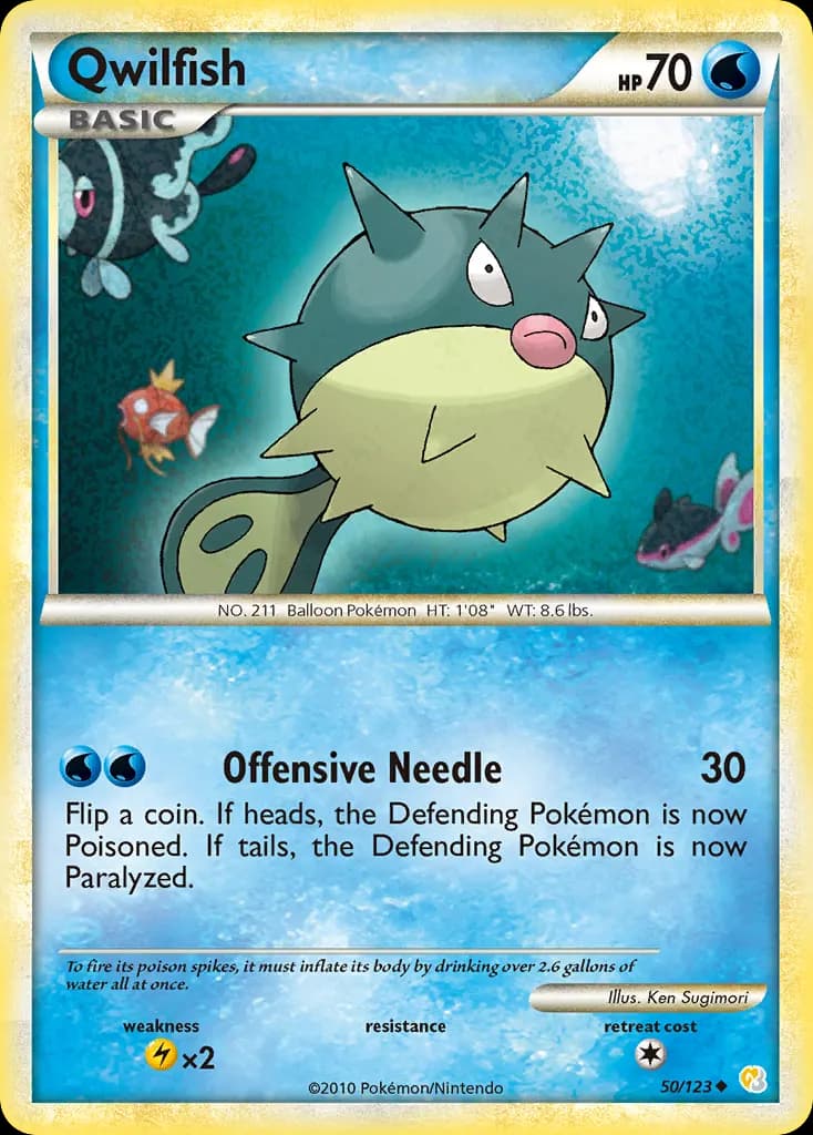 Qwilfish — HeartGold & SoulSilver 50 Pokémon card