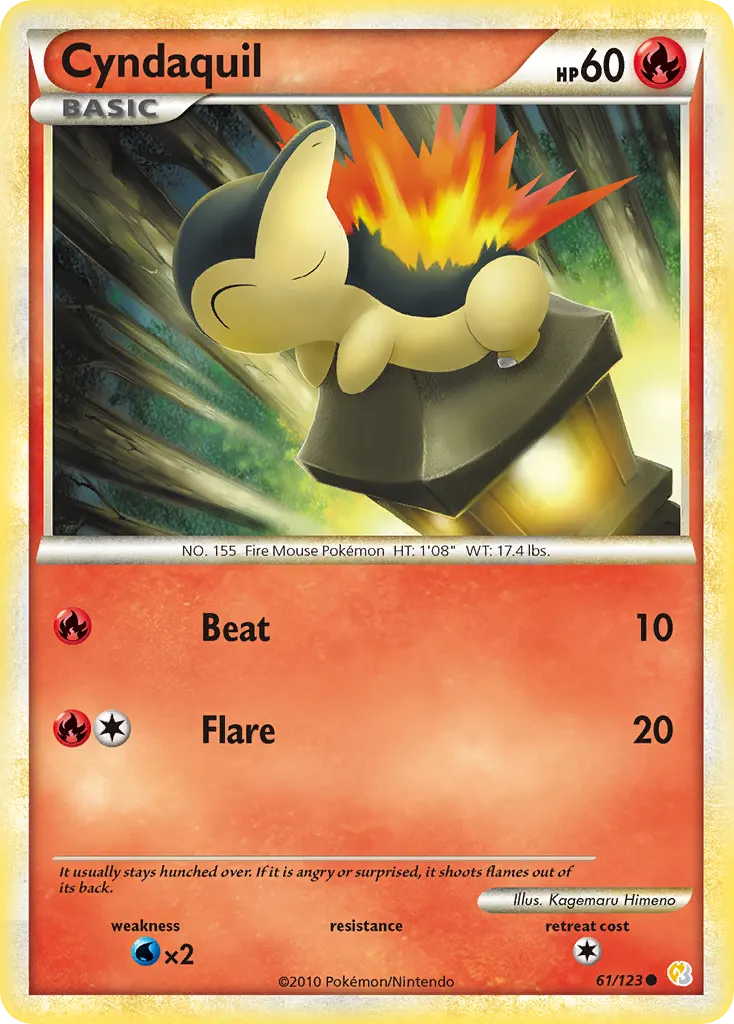 Cyndaquil — HeartGold & SoulSilver 61 Pokémon card