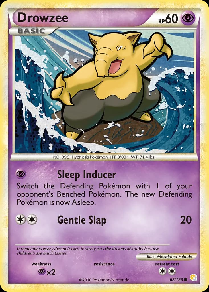 Drowzee — HeartGold & SoulSilver 62 Pokémon card