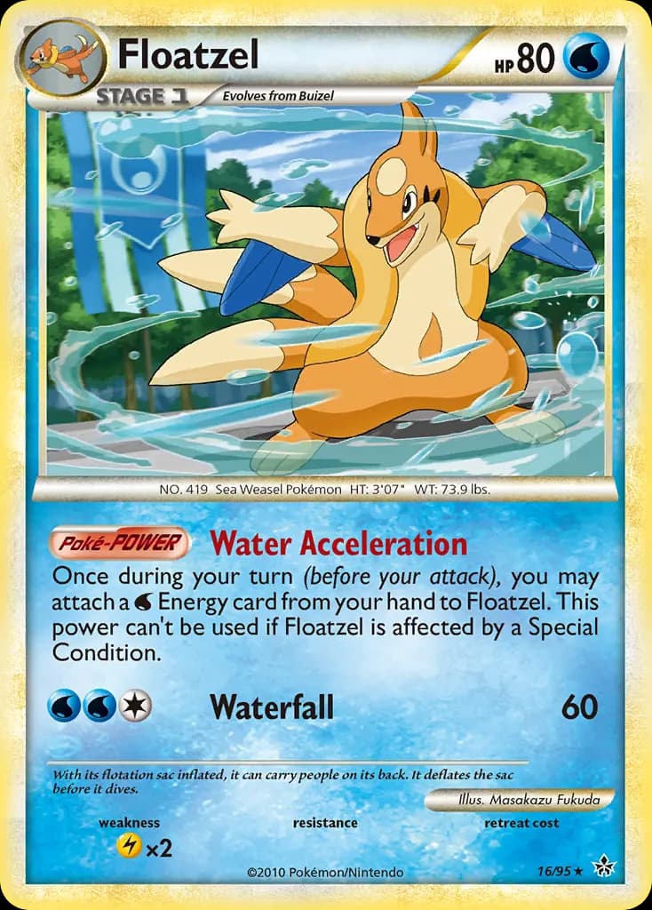 Floatzel — HS—Unleashed 16 Pokémon card