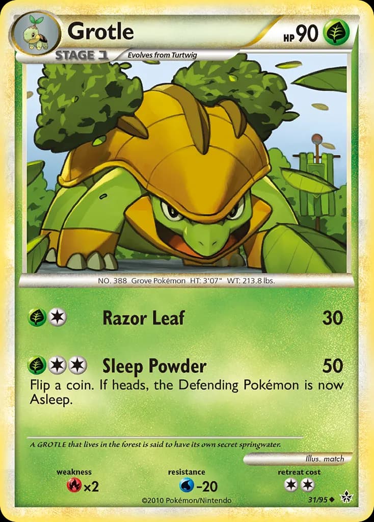 Grotle — HS—Unleashed 31 Pokémon card