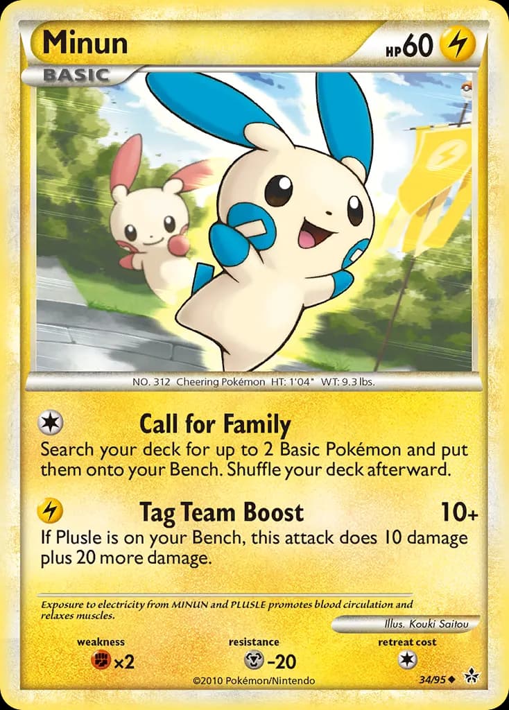 Minun — HS—Unleashed 34 Pokémon card