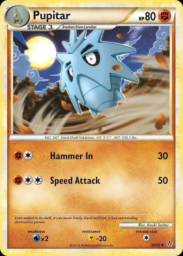 Pupitar — HS—Unleashed 39 Pokémon card