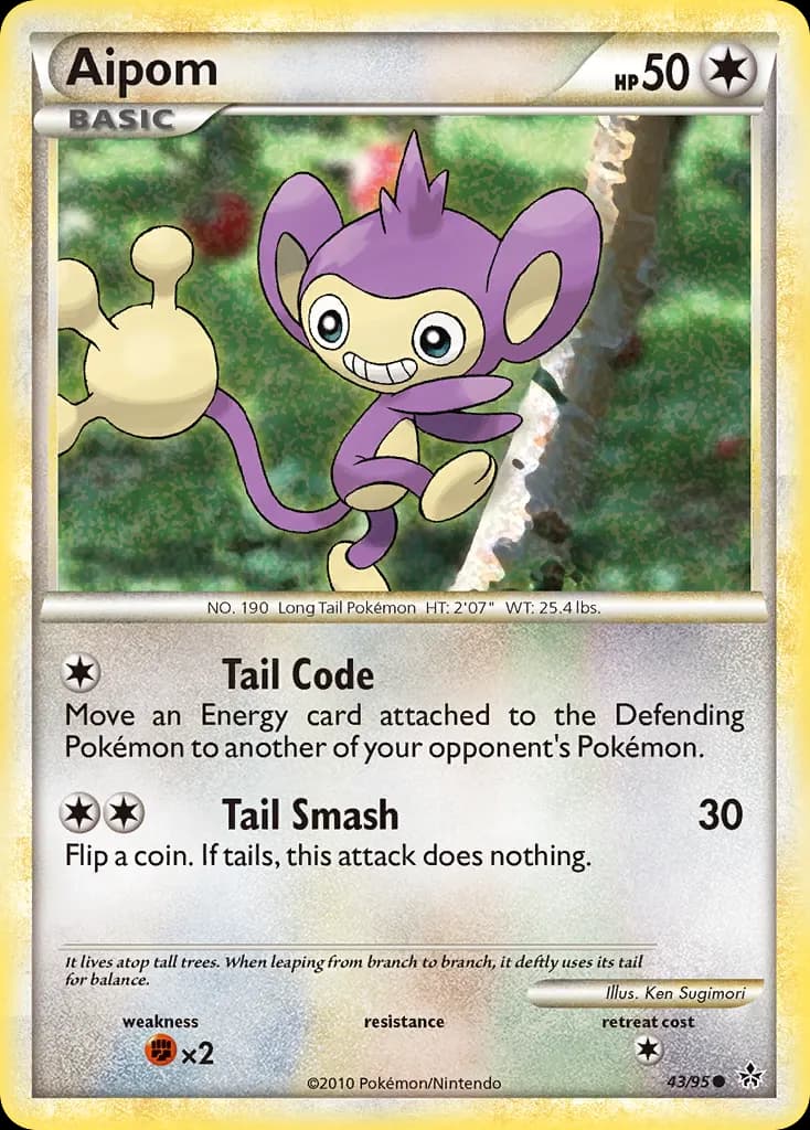 Aipom — HS—Unleashed 43 Pokémon card