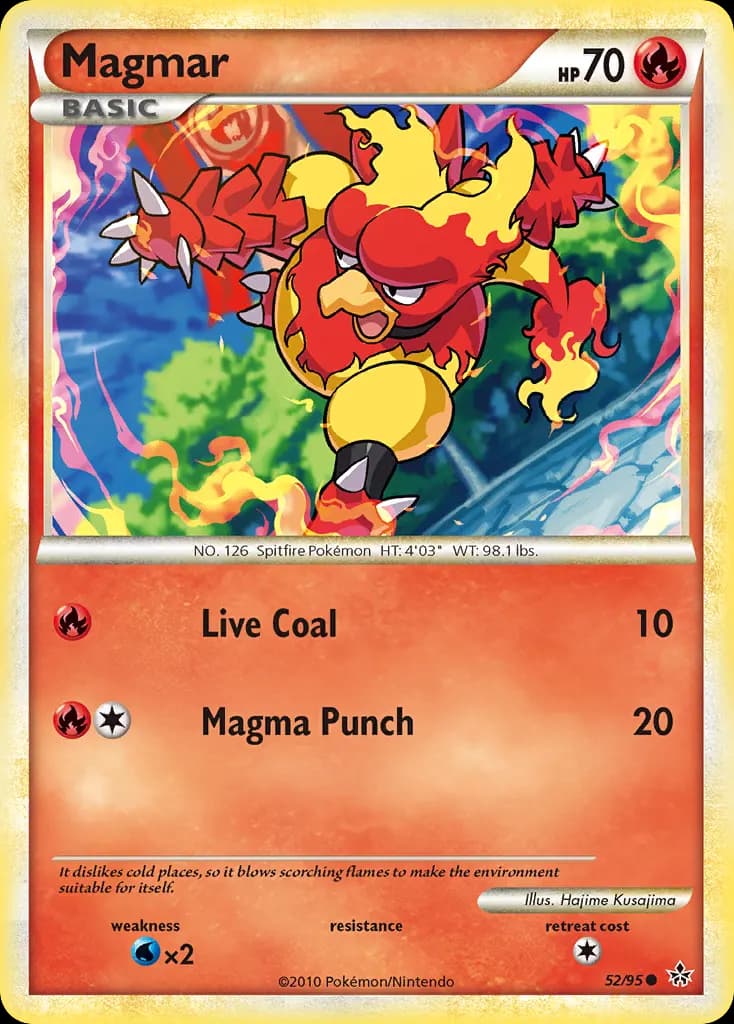 Magmar — HS—Unleashed 52 Pokémon card