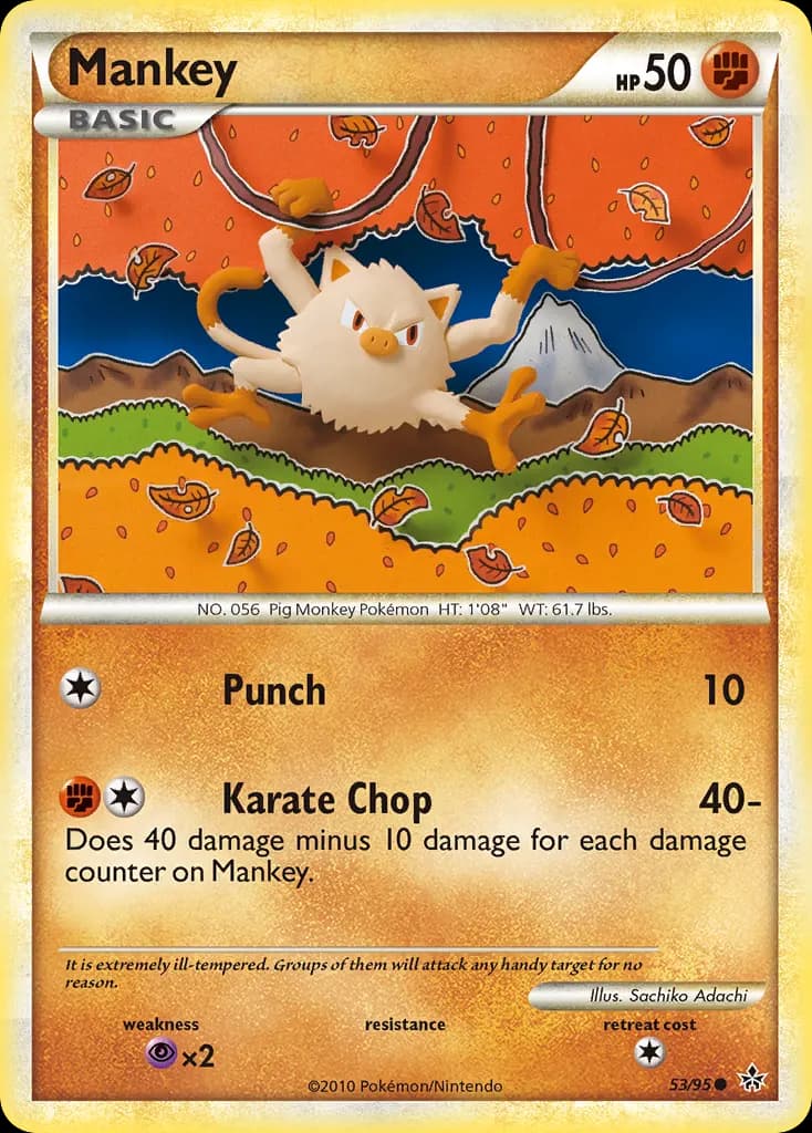 Mankey — HS—Unleashed 53 Pokémon card
