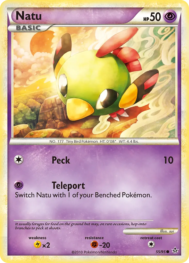 Natu — HS—Unleashed 55 Pokémon card