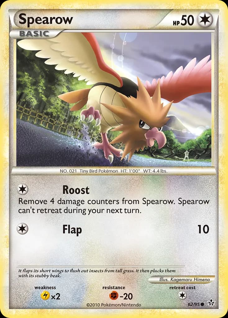 Spearow — HS—Unleashed 62 Pokémon card