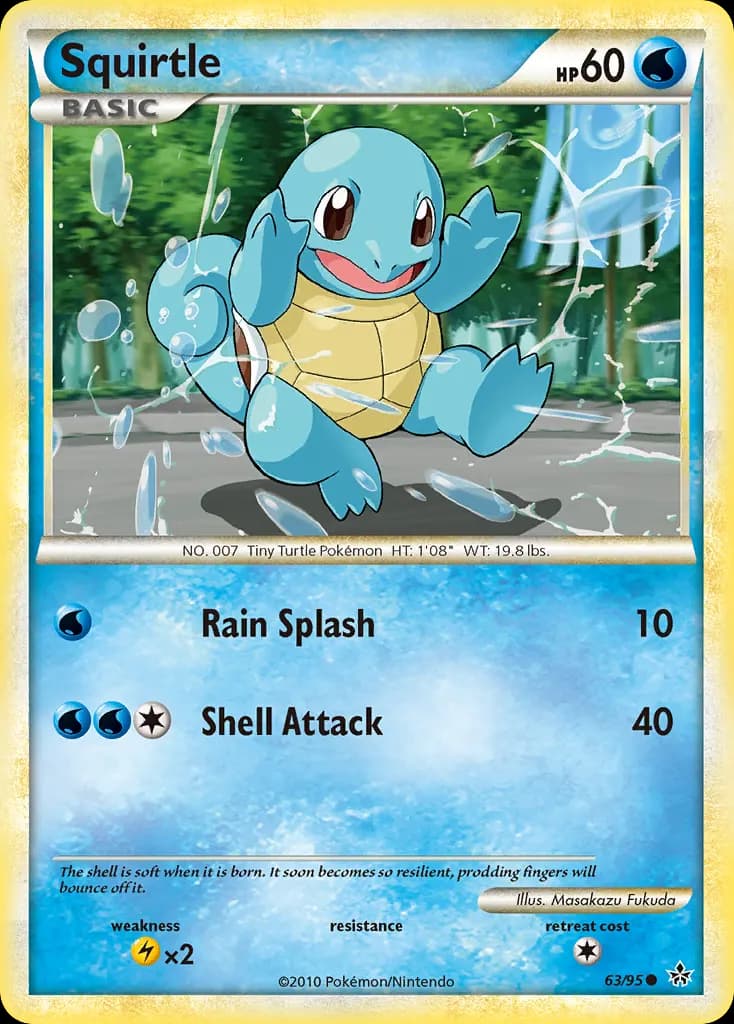 Squirtle — HS—Unleashed 63 Pokémon card