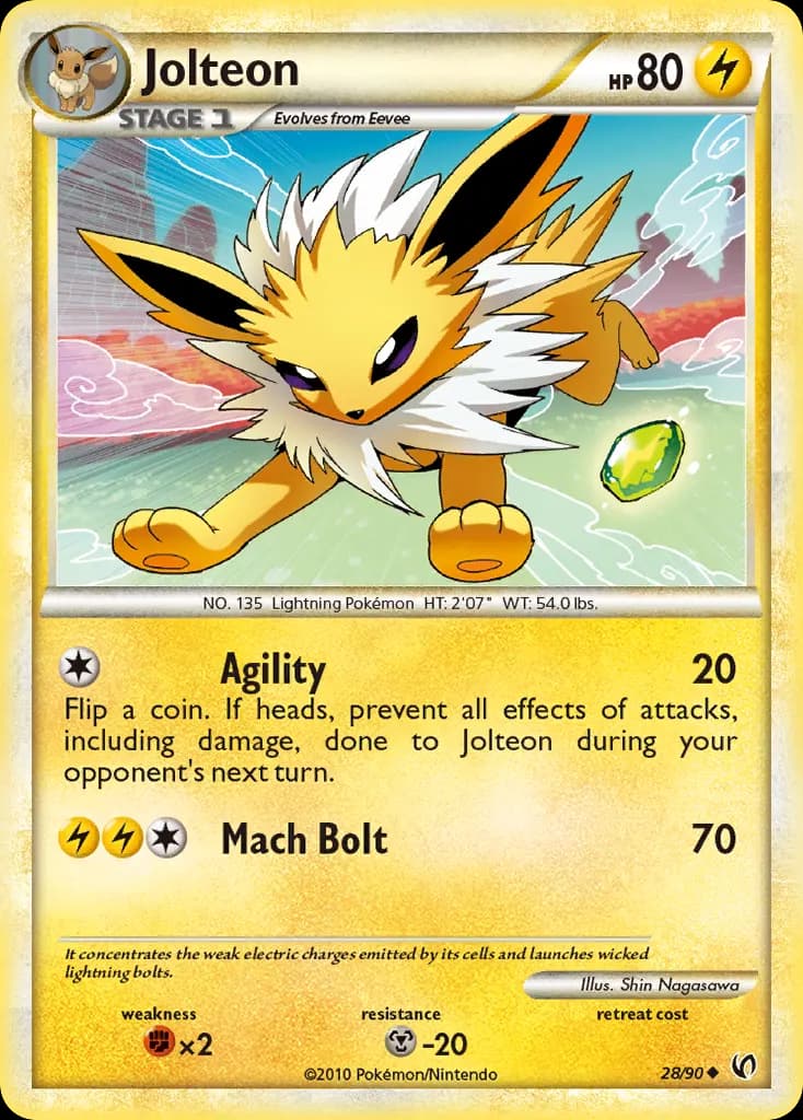 Jolteon — HS—Undaunted 28 Pokémon card