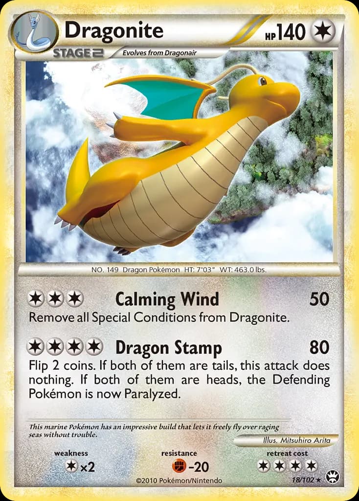 Dragonite — HS—Triumphant 18 Pokémon card