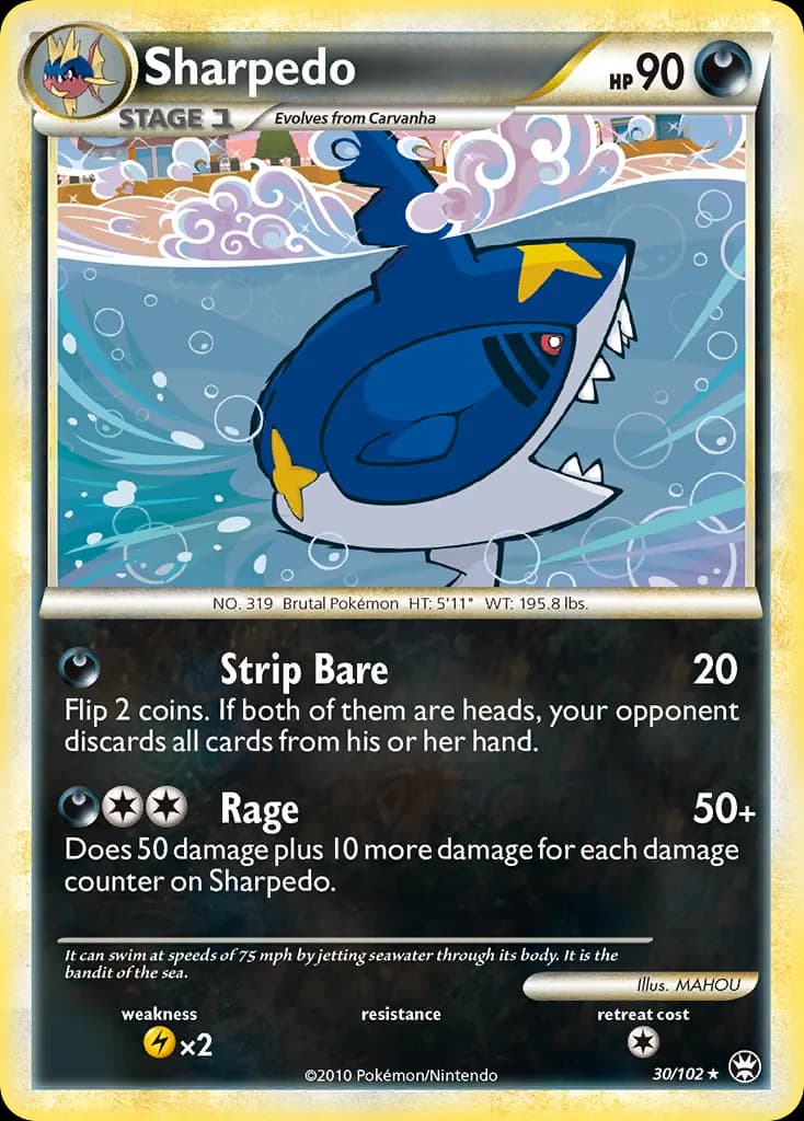 Sharpedo — HS—Triumphant 30 Pokémon card