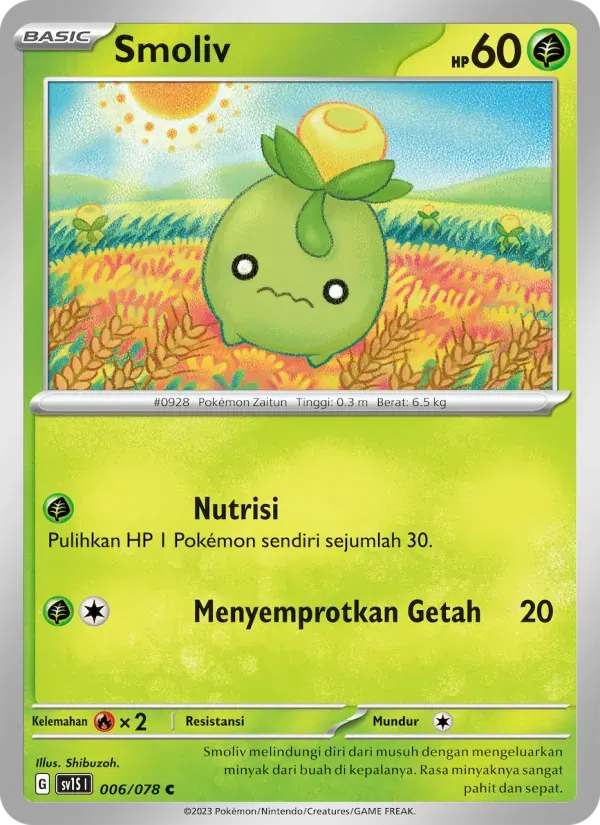 Smoliv — SV1S 6 Indonesian Pokémon card
