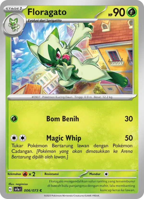 Floragato — SV1A 6 Indonesian Pokémon card