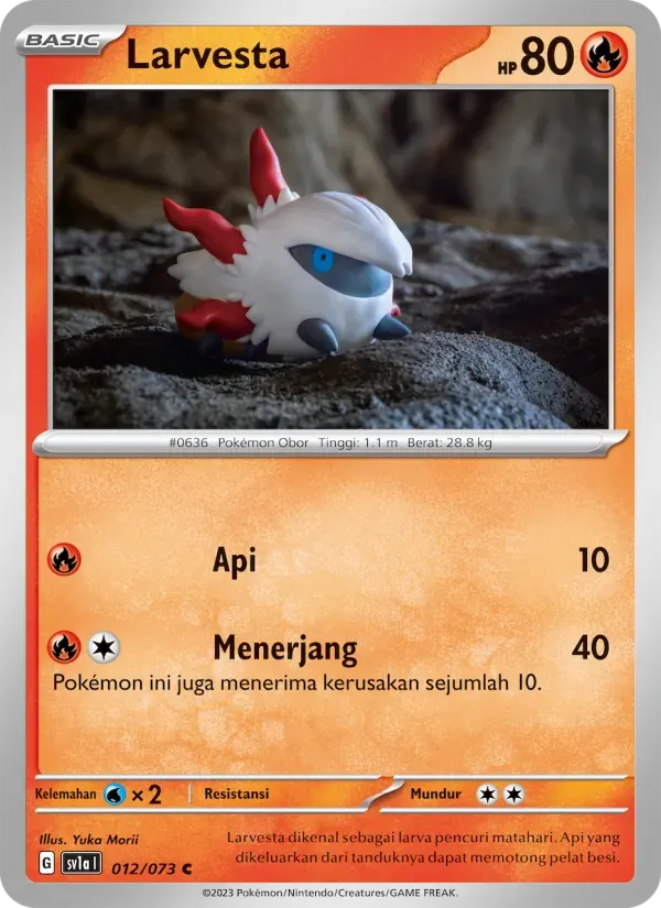 Larvesta — SV1A 12 Indonesian Pokémon card