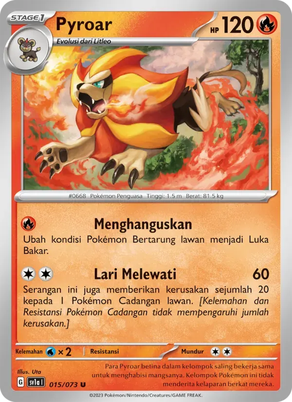 Pyroar — SV1A 15 Indonesian Pokémon card