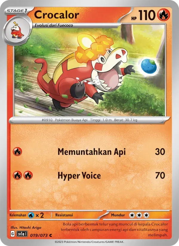 Crocalor — SV1A 19 Indonesian Pokémon card