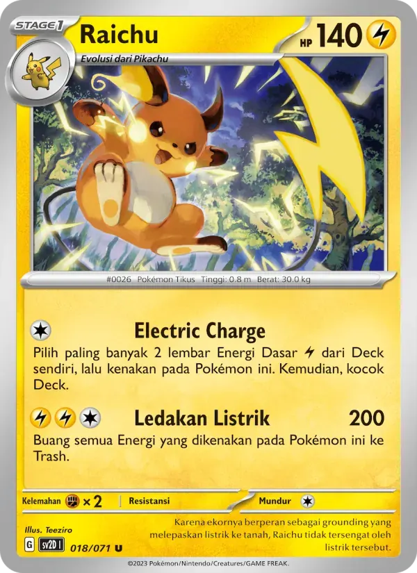 Raichu — SV2D 18 Indonesian Pokémon card