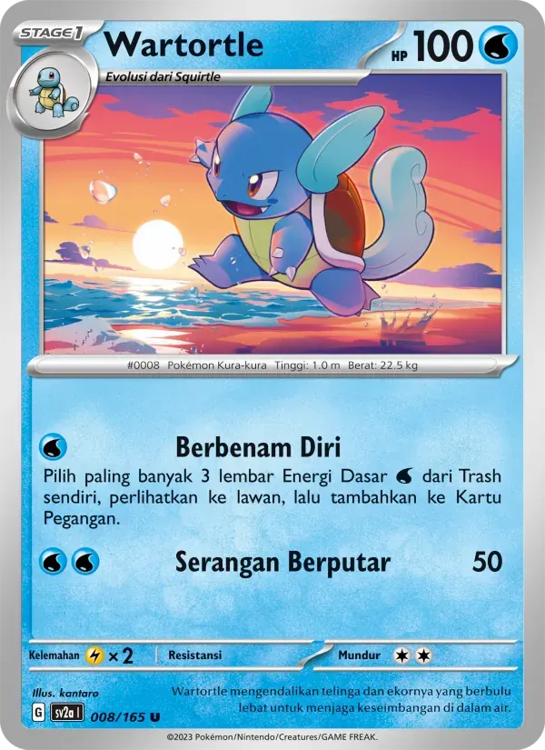 Wartortle — SV2A 8 Indonesian Pokémon card