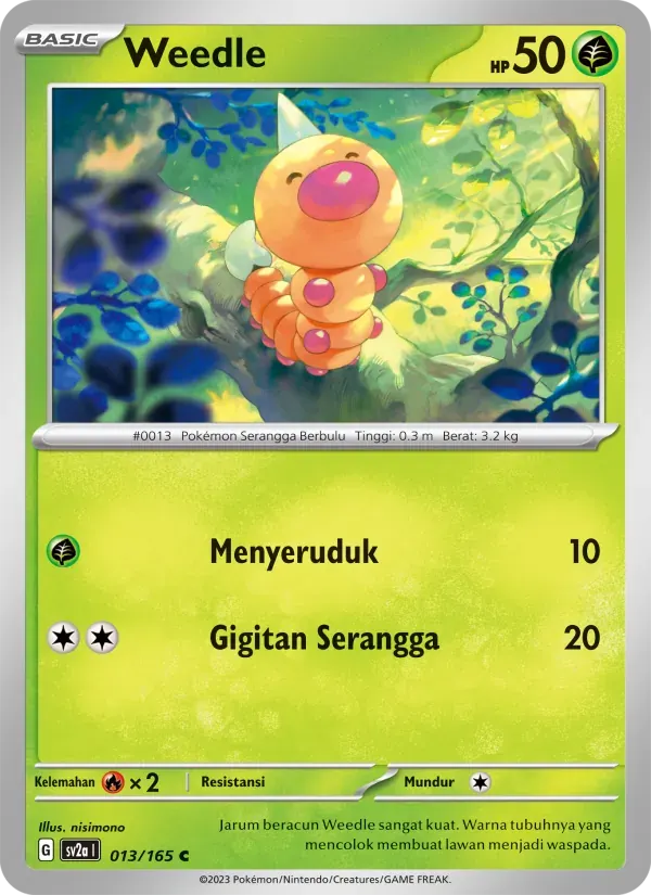 Weedle — SV2A 13 Indonesian Pokémon card