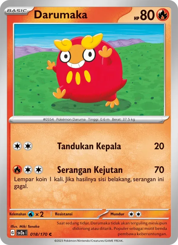 Darumaka — SV3S 18 Indonesian Pokémon card